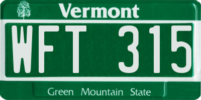 VT license plate WFT315