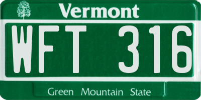 VT license plate WFT316
