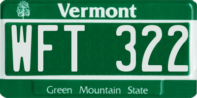 VT license plate WFT322
