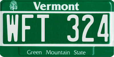 VT license plate WFT324