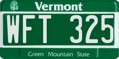 VT license plate WFT325