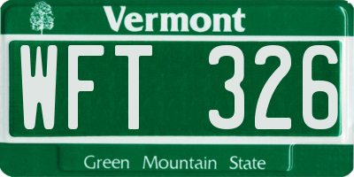 VT license plate WFT326