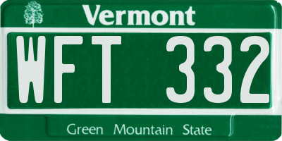 VT license plate WFT332