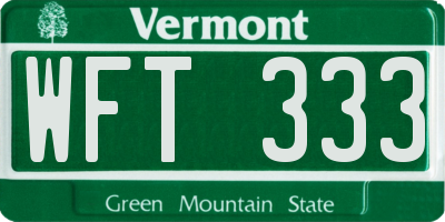 VT license plate WFT333