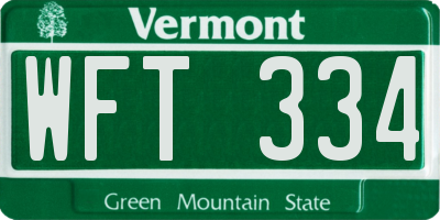 VT license plate WFT334