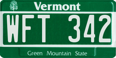 VT license plate WFT342