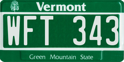 VT license plate WFT343