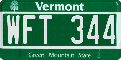 VT license plate WFT344