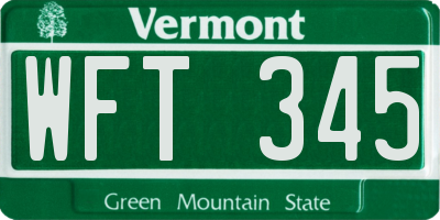 VT license plate WFT345