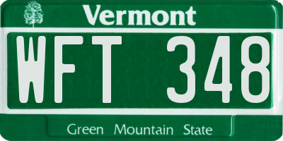 VT license plate WFT348