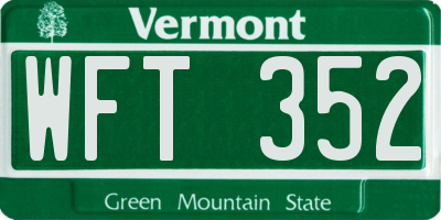 VT license plate WFT352