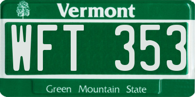 VT license plate WFT353