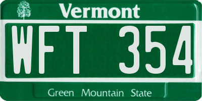 VT license plate WFT354