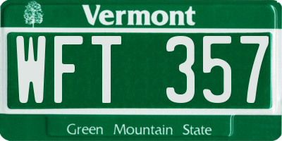 VT license plate WFT357