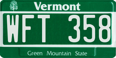 VT license plate WFT358
