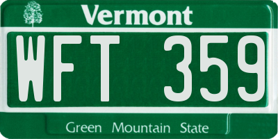 VT license plate WFT359