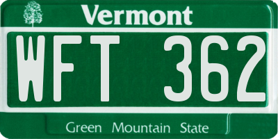 VT license plate WFT362