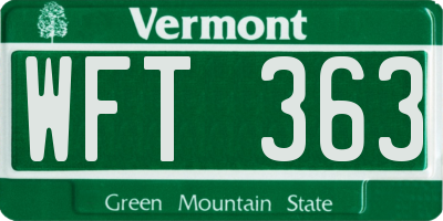 VT license plate WFT363