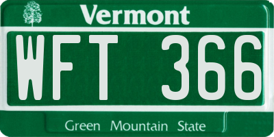 VT license plate WFT366
