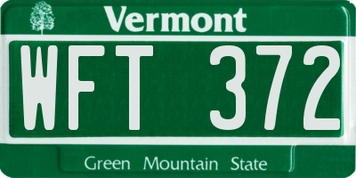 VT license plate WFT372