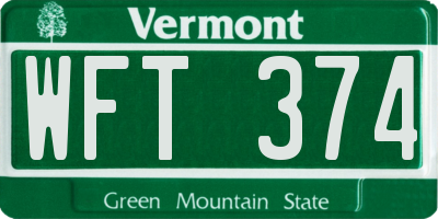 VT license plate WFT374