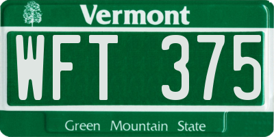 VT license plate WFT375