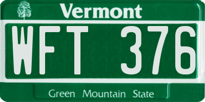 VT license plate WFT376