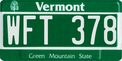VT license plate WFT378