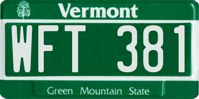 VT license plate WFT381