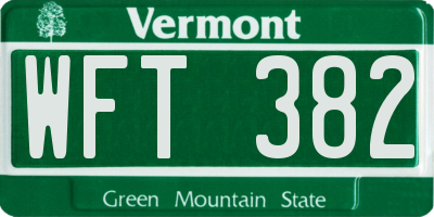 VT license plate WFT382