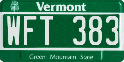 VT license plate WFT383