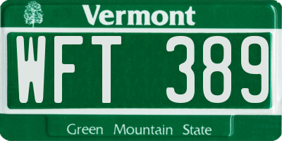 VT license plate WFT389