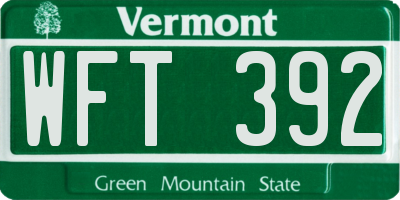 VT license plate WFT392