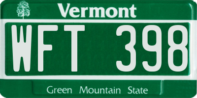 VT license plate WFT398