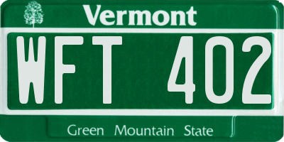 VT license plate WFT402