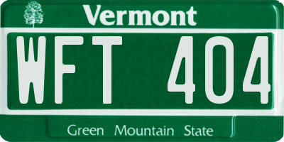 VT license plate WFT404