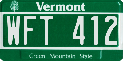 VT license plate WFT412