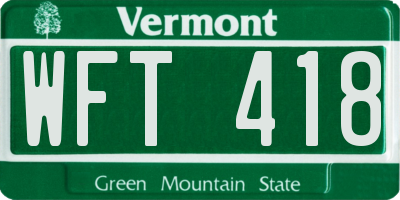 VT license plate WFT418