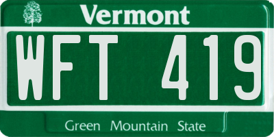 VT license plate WFT419