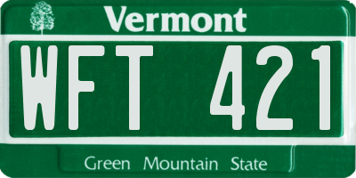 VT license plate WFT421