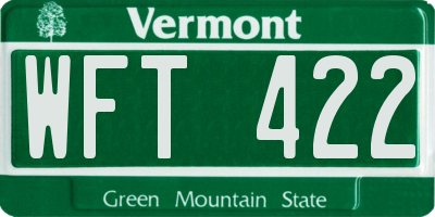 VT license plate WFT422