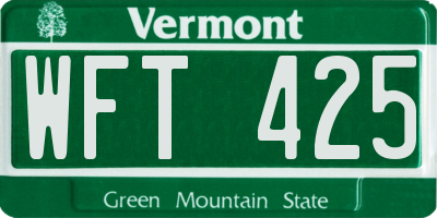 VT license plate WFT425