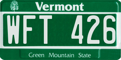VT license plate WFT426