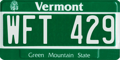 VT license plate WFT429