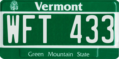 VT license plate WFT433