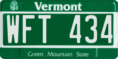 VT license plate WFT434