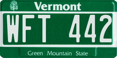 VT license plate WFT442