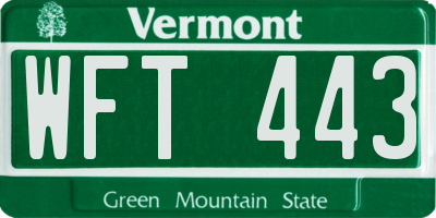 VT license plate WFT443