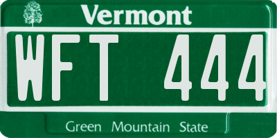 VT license plate WFT444