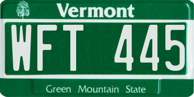VT license plate WFT445